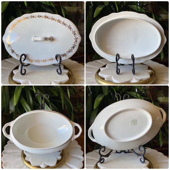 Antique S.C. Richard Porcelain Gold Floral Oval Tureen 768 Made in Italy - Picture 10 of 11